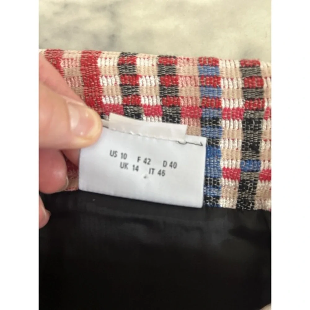 Akris Punto Textured Check Inverted Pleat Mini‎ Skirt Size 10 Academia Career